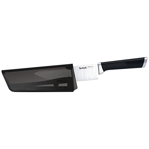 Tefal Ever Sharp – Cuchillo Chef 16,5 cm con Afilador Integrado en la Funda, Afilado Automático Doble Pivote, Acero Inoxidable Alemán, Sistema de Bloqueo, Corte Preciso, Seguro y Fácil de Limpiar