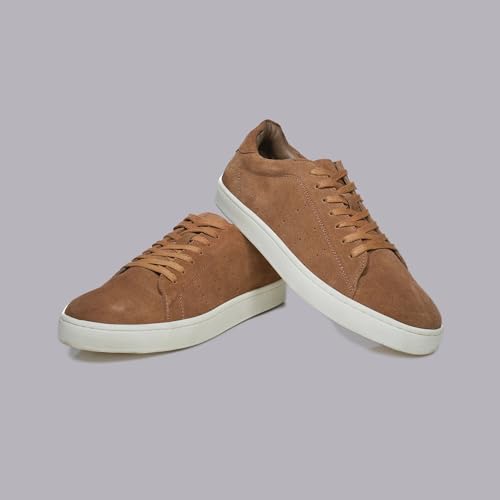 Image of HIDE & LEATHER Capri Tan Suede Sneakers Premium Comfort Style | Lightweight Casual Shoes