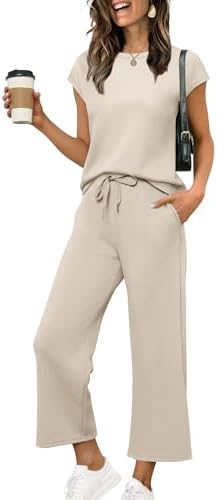 Sampeel Two Piece Sets for Women Summer Vacation Outfits Cap Slee...