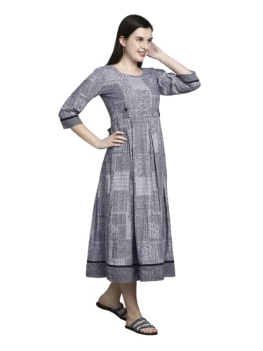 Image of DUMMY SHAPE Women's Rayon Anarkali Maternity Dress & Feeding Kurti with Zippers