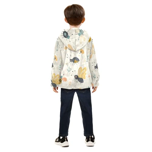 Cute Garden Insects Girls Fleece Jacket Girls Fall Jacket Girls Zip Up Hoodie Girls Sherpa Jacket 2-10T4