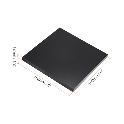 Image of 6 inch x 6 inch x 1 /2 inch HDPE Plastic Sheet, High Density Polyethylene Sheet Cutting Board Black Solid Block, [for DIY, Home Floor]