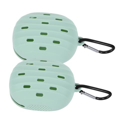 Generic 美容卵収納ケース2個セット ? シリコン製で丈夫な旅行用パウダーパフホルダー、化粧スポンジも簡単収納 (7.50X5.00X4.50CM,ライトグリーン)