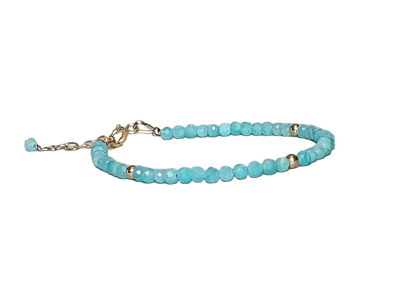 Bracelet en amazonite véritable et argent 925 de haute joaillerie
