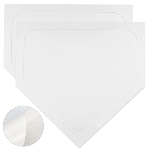 Mototo 2 Pieces White Baseball Home Plate Rubber Throw Down Baseball Bases 16 inch Softball Home Plate Kickball Bases for Kickball Practice Pitching Hitting Training Equipment (2 PCS)