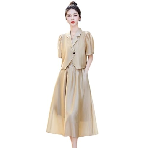 Ensemble vintage patchwork col revers et manches bouffantes femme