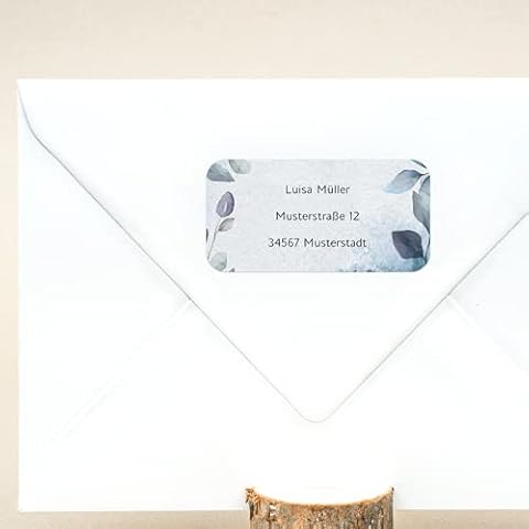 sendmoments Absenderetiketten, Adressaufkleber Blätterwerk, 81 Sticker rechteckig 50 x 25 mm, selbstklebend, personalisiert mit Namen und Adresse, Klebeetiketten für Postsendungen mit Design Cover