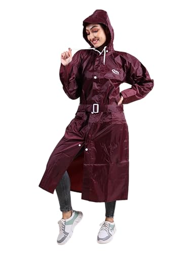 Image of Rupa Rainsuit Women Waterproof PVC Raincoat with Hood & Carry Bag | Lightweight Rainwear for Women with Front Zip | Solid Color | Standard Length | Pack of 1