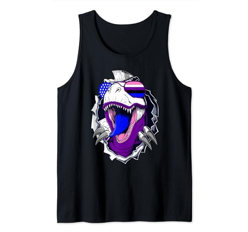 Genderfluid Dinosaur LGBT-Q Pride Ally T-Rex Uomo Donna Canotta