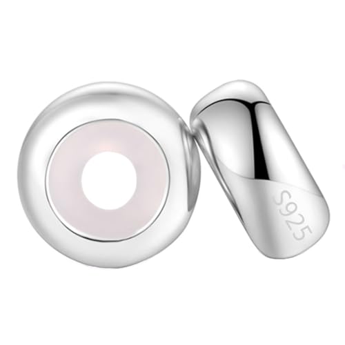 Clip Stopper Charms Sterling Silver Rondelle Spacer Bead for Bracelets (Silver)