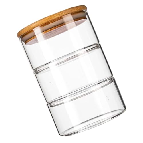 Alipis Tarros Apilables De Vidrio Transparentes Con Tapa De Bambú Recipiente Hermético Para Fruta y Ensalada Contenedor De Conservación Para Cocina y Nevera
