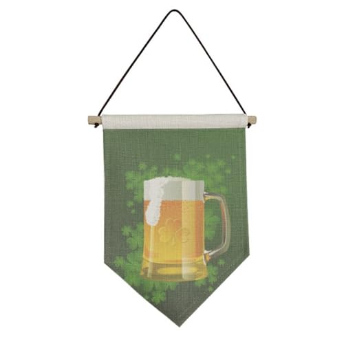 Drapeau Saint-Patrick en toile avec suspension murale facile