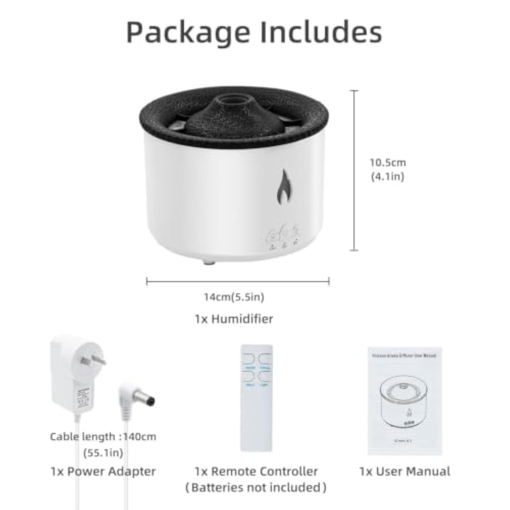 Volcano Shaped Ultrasonic Humidifier & Aroma Diffuser with LED Light