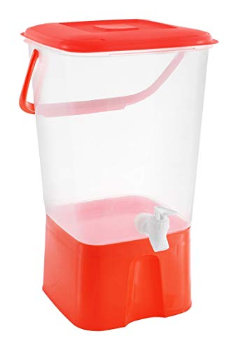 Zilpoo Plastic Beverage Dispenser with Stand & Spigot 2.11 Gallon (8L.) Cold Drink, Lemonade, Iced Tea, Juice Server Container for Parties, BPA Free, Red - Thumbnail 2
