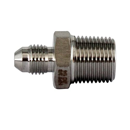Image of HFS(R) 3 /8 inch NPT Male to 1 /4 inch JIC Male Adapter Flared Tube Fitting Pipe Connector Stainless Steel 304