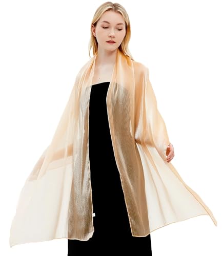 Gragengs Women Shawls and Wraps for Evening Dresses Lightweight Sheer Crepe Scarf Shimmer Wedding Party Stole