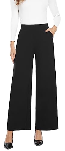 MISS MOLY Women's Wide Leg High Waisted Palazzo Pants Casual Business Dress Pants Pull On Stretch Trousers with Pockets
