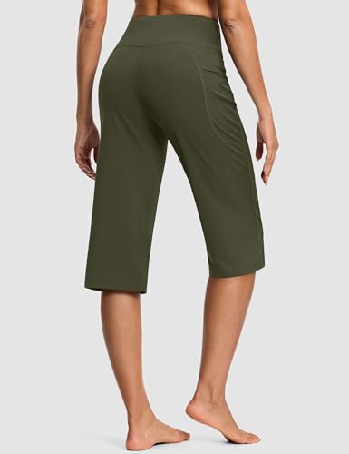 Image of ISEEGZ 15 inch / 18 inch / 21 inch / 25 inch Capri Pants for Women High Waist with Pockets Women's Capris Workout Yoga Pants Loose Straight Leg