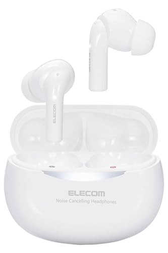 エレコム ワイヤレスイヤホン Bluetooth 5.2 耳栓型 ノイズキャンセリング コンパクト 軽量 【最大6時間連続再生】 外音取込モード 低遅延モード 自動ペアリング タッチセンサー搭載 AAC対応 ホワイト LBT-TWS15WH2