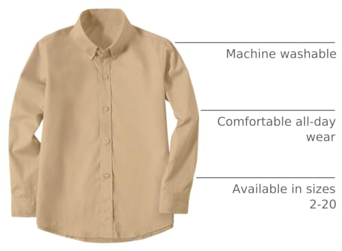 Image of Boys' Button Down Dress Shirts Kids Long Sleeve Solid Collared Uniform Shirt for Toddler Boy (Size 2T-20)