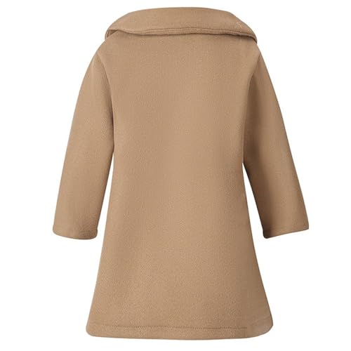 Little Girls Double Breasted Dress Coat Kids Y2K Stylish Outerwear Long Sleeve Trench Coat Lapel Peacoat with Pockets2