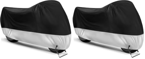 Image of Motorcycle Cover,Motorbike Cover All Season Universal Weather Waterproof Sun Outdoor Protection with Lock-Holes & Storage Bag,XXL Motorcycles Vehicle Cover (Pack of 2)