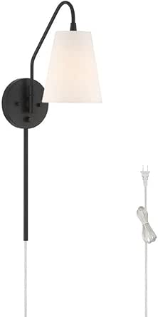 Hunter - Valley Park 1-Light, Medium Size Sconce, with Dimmer Switch, Transitional Style, Bulb Included, Adjustable Head, for Bedrooms, Kitchens, Dining, Living Rooms, Nooks (Matte Black)