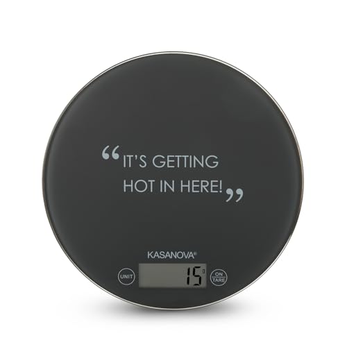 KASANOVA Bilancia da Cucina Digitale Grigia Tonda con Scritta