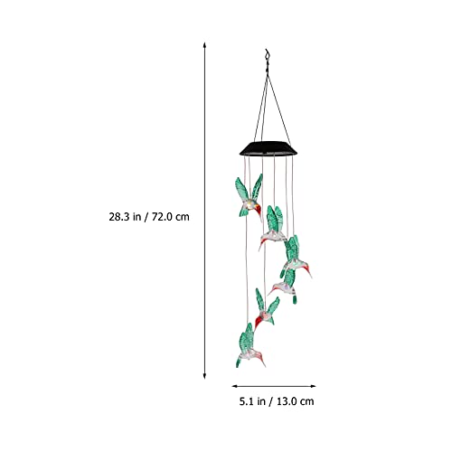 Wakauto Sino de vento LED solar beija-flor sino ornamento de sino de vento para festa em casa, jardi