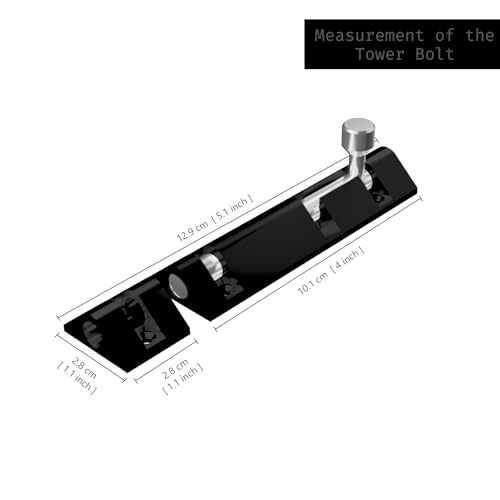 Image of Atlantic Triangle Tower Bolt 4 inch, Tower Bolt for Main Door and Bathroom, Door Latch for Bedroom, Tower Bolt for Home, Offices, Doors, Windows, Easy to Fit, Black. Finish, (Pack of 12 Pcs)