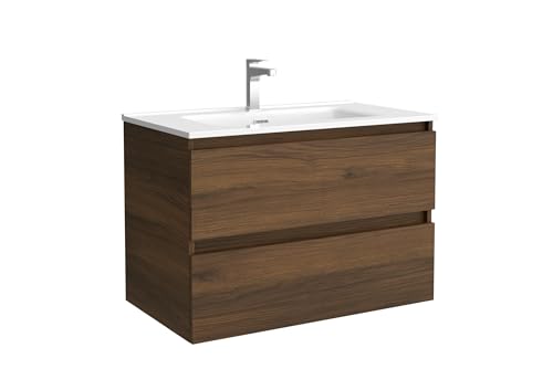 Salgar Mueble de baño Bequia 80cm + Lavabo cerámica | Nogal|80x45x56