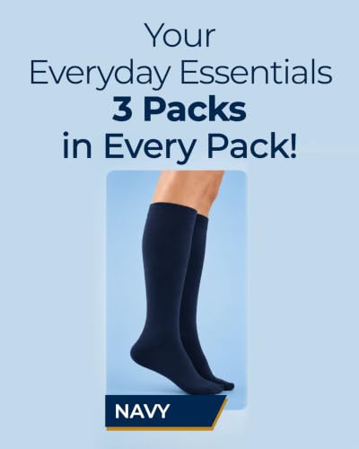 Image of Pembrook Bamboo Viscose Light Compression Socks - 3 Pairs | 8-15 mmhg Compression Socks | Knee High Comfort Support Socks