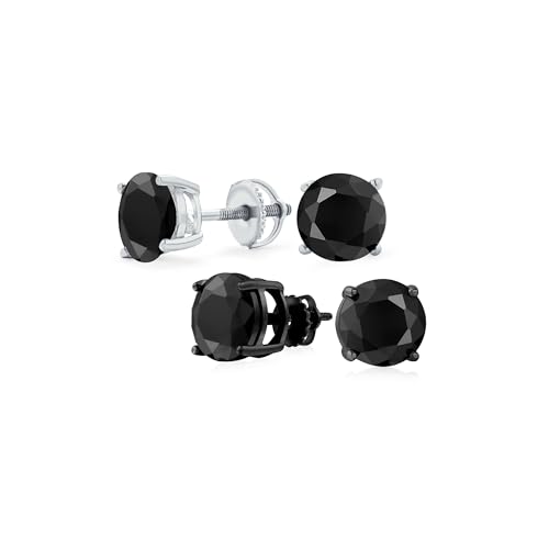 Zircone cubique AAA boucles d'oreilles clous fermoir à vis argent .925 rond brillant solitaire