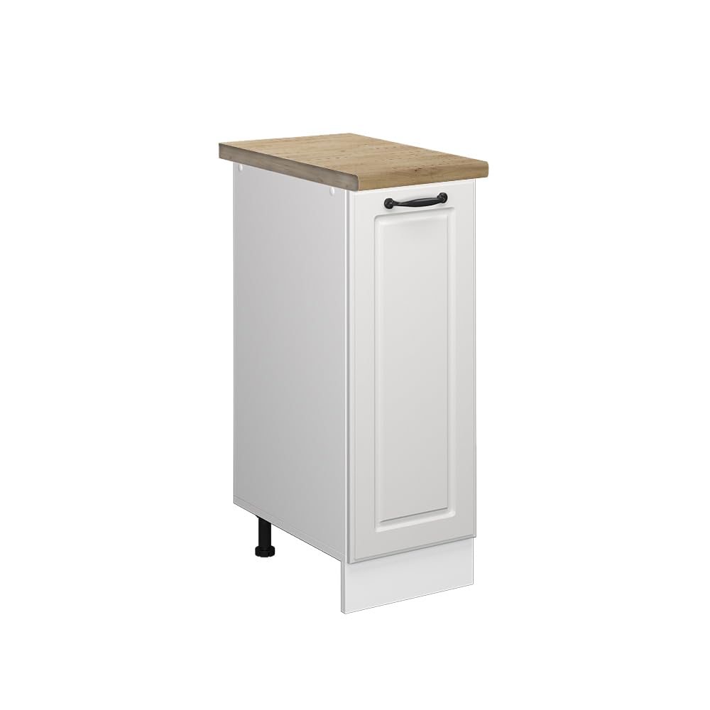 Vicco Colonna dispensa cucina R-Line, Bianco country, 30 cm | PL Rovere, per la libera combinazione all'interno di sistemi cucina modulari