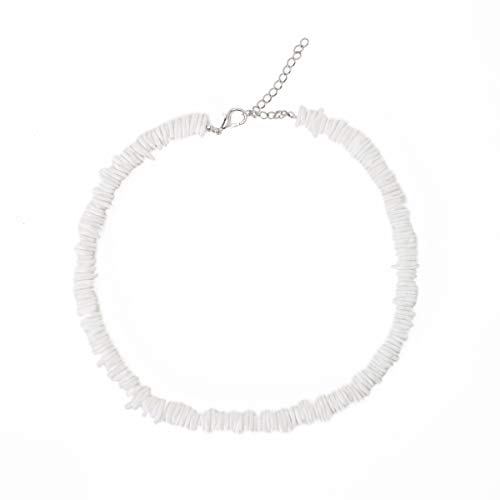 Natural Puka Shell Necklace Clam Chips Shells Handmade Hawaii Wakiki Beach Choker Necklace with Extended Chain - Main Image