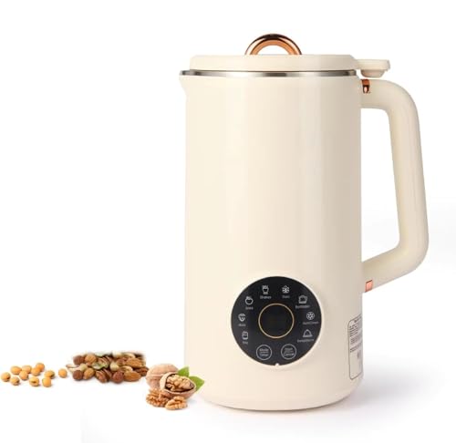 Máquina eléctrica para hacer leche de soja, máquina automática de leche de nueces con 10 cuchillas, capacidad de 1 litro, pantalla LED, temporizador de 12 horas, función de mantener caliente, limpieza
