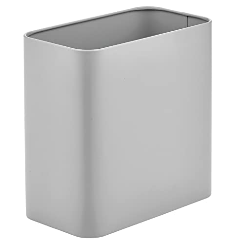 mDesign Small Metal 2.4 Gallon/9 Liter Trash Can Wastebasket