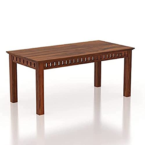 Image of Sheesham Wood Rectangle Dining Table with 4 Cushion Chairs and 1 Bench | Wooden Multipurpose 6 Seater Dining Table Set Furniture for Living Room, Home, Restaurant and Hotel (Natural Finish)