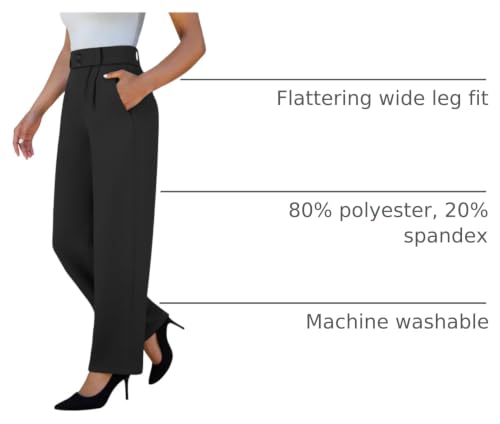 keriffe Womens Stretchy Dress Pants High Waist Pull On Wide Leg Work Pants by keriffe - Used condition - US$14.72