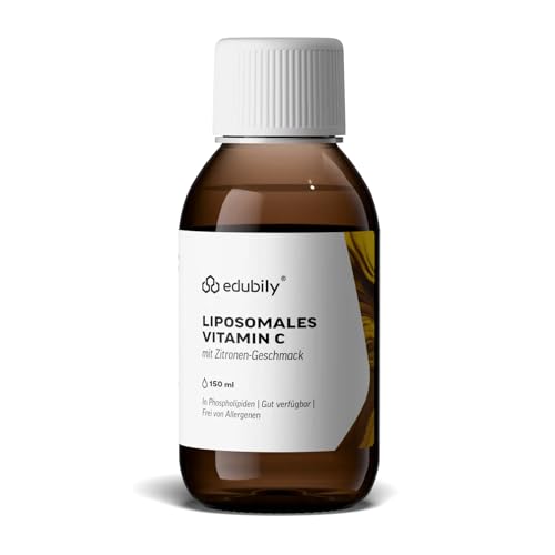 edubily Liposomales Vitamin C Hochbioverfügbares Vitamin C Liquid mit Phospholipiden aus Sonnenblumen - Vegan allergenfrei & glutenfrei - Frischer Zitronengeschmack (150 ml)
