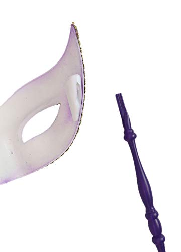 Awlsyj Women's Feather Masquerade Mask Venetian Halloween Mardi Gras Costumes Party Ball Prom Mask (Stick Purple)