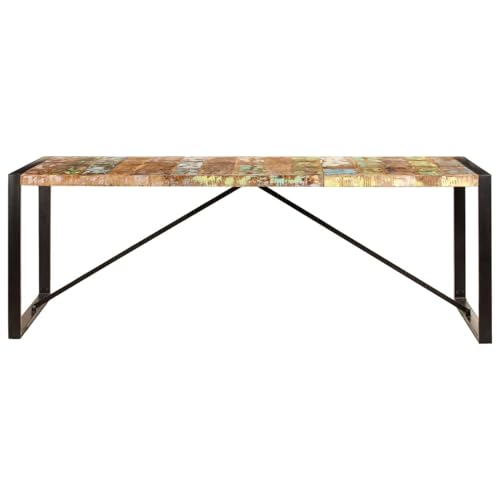 Gecheer Dining Table 220x100x75 cm Solid Reclaimed Wood Rustic Vintage