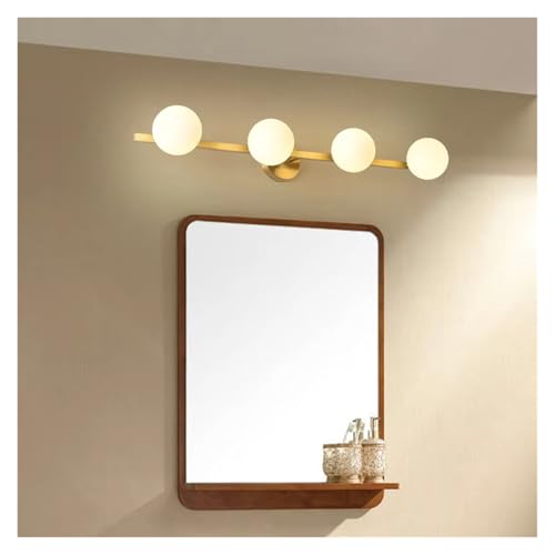 Lámpara de pared LED redonda de latón de cobre, elegante lámpara de bola de cristal para baño y dormitorio, resistente a la humedad, decoración moderna del hogar, elegante iluminación de espejo.