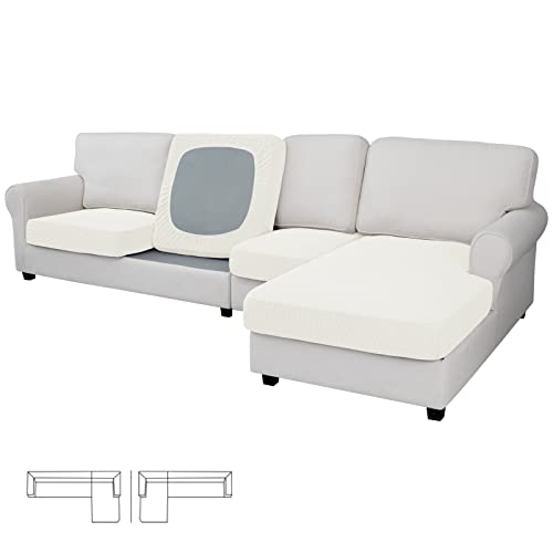 Image of Easy-Going Stretch 4 Pieces Couch Cushion Covers for Sectional Sofa L Shape