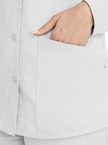 Healing Hands Womens Scrub Jacket 5 Pocket Purple Label 5063 Daisy Snap-Up Scrubs Women Jacket White M #TOP7