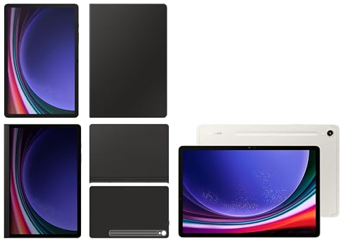 Image of Samsung Galaxy Tab S9 RAM 8 GB, ROM 128 GB, Wi-Fi Tablet, Beige with S9 Screen Protector, Transparent & S9 Book Cover Keyboard, Black & S9 Privacy Screen, Black & S9 Smart Book Cover, Black