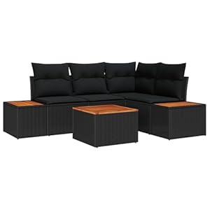 Solivagant Gartensofa-Set mit Kissen mit Speicher 4 pcs Schwarz Polyrattan, Möbel,Gartenmöbel,Gartensit... 48.8 kg-3356748