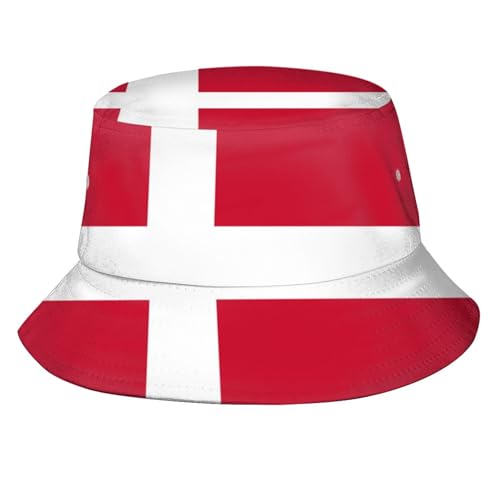 FEQRAV Danish Flag Bucket Hat for Men Women Flag of Denmark Fisherman Hat Outdoor Summer Travel Hiking Patriotic Caps