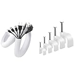 AGPTEK White Cable Sleeve Cover 2 Pack 5ft - 1.2inch and 500pcs Cable Clips with Steel Nails 4mm 5mm 6mm 8mm 10mm