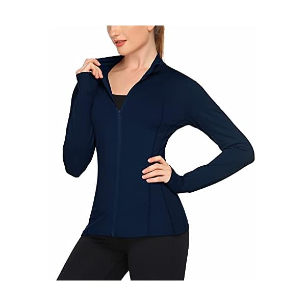 COOrun-Women-Workout-Jacket-Warm-Up-Jackets-Running-Zipper-Track-Tops-Thumb-Holes-Activewear-S-XXL COOrun Ladies Track Jackets Full Zip Up Sports Coat Slim Fitted Workout Jacket Thumb Hole Zipper Track Tops